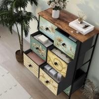 Mueble de Almacenamiento Cómodo con 9 Cajones Diseño Industrial de Metal con Superficie de Madera y Cajones de Tela para Sala de Estar, Habitación Infantil, Pasillo Estilo Rústico - details 9