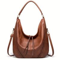 Elegantes borlas de hombro retro para mujer - Hobo de gran capacidad con correa desmontable, negro, tono dorado y decorativo - details 0