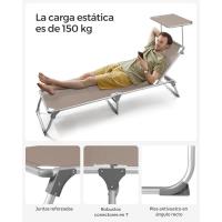 Silla de Senderismo Tumbona Reclinable Plegable, Ligera, 55 x 193 x 31 cm, Carga 150 kg - details 50
