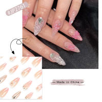 Uñas Falsas de Almendra con Brillantes Cubierta Completa, Sin Desvanecimiento, Artificial para Experts y No Expertos - details 3