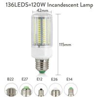 Bombillas de Corno LED E27 B22 E14 5730 SMD 24LEDs Lámpara de Candelabro LED de 165LEDs para Decoración del Hogar Ampuola 110V 220V - details 7