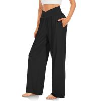 Pantalones De Algodón Y Lino Para Mujer Estilo Casual Cintura Baja De Temporada Todo El Año Pantalones Rectos Caídos De Pierna Ancha Color Sólido De Media Altura - details 12
