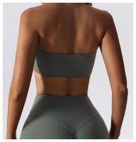 Sujetador deportivo para mujer en color piel anti-deslumbramiento con forro de nylon entretela de fitness ajustado manga larga secado rápido vestido de nylon - details 24