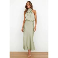 BUNO-Vestido largo sin mangas de satén de seda de gama alta para mujer, vestidos elegantes a la moda para celebridades, vestido de noche, ropa de fiesta para mujer - details 56