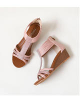 Sandalias de cuña para mujer, novedad de verano 2025, suela gruesa, talla grande, informales, versátiles, con suela suave, sandalias romanas para mujer - details 13