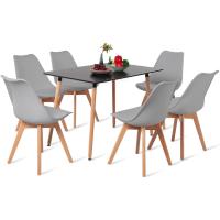 Juego de Mesa de Comedor y Sillas, 1 Mesa Redonda de 80 cm + 4 Sillas Blancas, de Diseño Nórdico - details 83