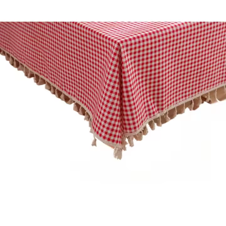 Mantel rectangular de pícnic para hombre y hogar, cuadros rojos y blancos - 1