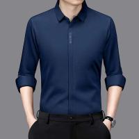 Nueva camisa informal de negocios de manga larga de Color sólido resistente a las arrugas cómoda para todas las estaciones Top versátil - details 10