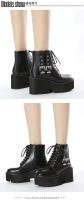 Dropshipping Logo negro estilo gótico bloque tacones altos zapatos hebilla de Metal grande botas de mujer de fondo grueso - details 5