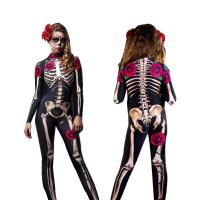 Body de esqueleto para fiesta de Halloween, mono de fantasma de diablo aterrador para niños y adultos, disfraces florales negros para el Día de Todos los Santos - details 3