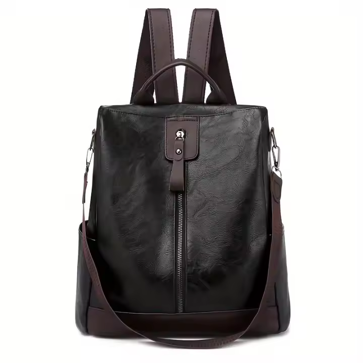 Mochila de Cuero Pu antirobo para Mujer, Bolso de mano, Bolsa de viaje informal - 1