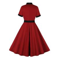 Vestido Largo de Algodón con Cuello de Lazo Vintage 2024 Estilo Hepburn Elegante y Casual con Cinturón Moda de Mujer - details 2