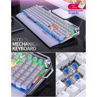 K100 Metal Verdadero Teclado Mecánico Pomo Reposamanos Gaming Eje Cian Cableado USB - details 6