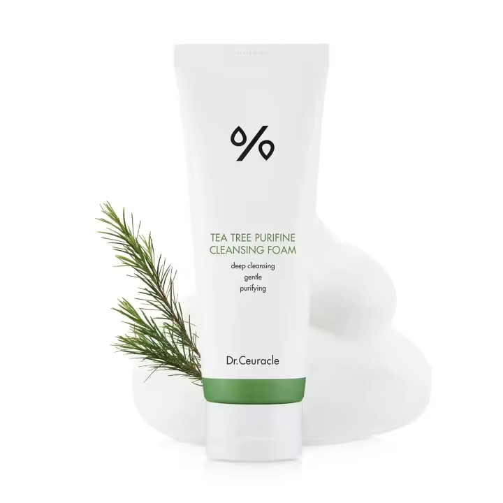 Hot Dr.Ceuracle Tea Tree Purifine - Limpiador facial de limpieza suave para el cuidado de la piel coreano, gel a espuma limpiador facial con acabado calmante - 1