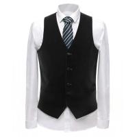 Chaleco de terciopelo para hombre con cuello en V, chalecos de traje formales, chalecos de traje de un solo pecho de moda para hombre, chaqueta sin mangas con bolsillos - details 5