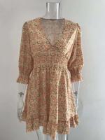 Nuevo Jersey de cintura de longitud media, vestido de manga corta con estampado bohemio - details 5