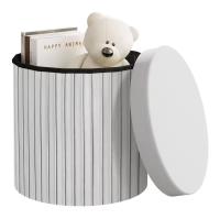 Otomano de Terciopelo Plegable de Almacenamiento MDF Tapa Desmontable con Cojín - details 0