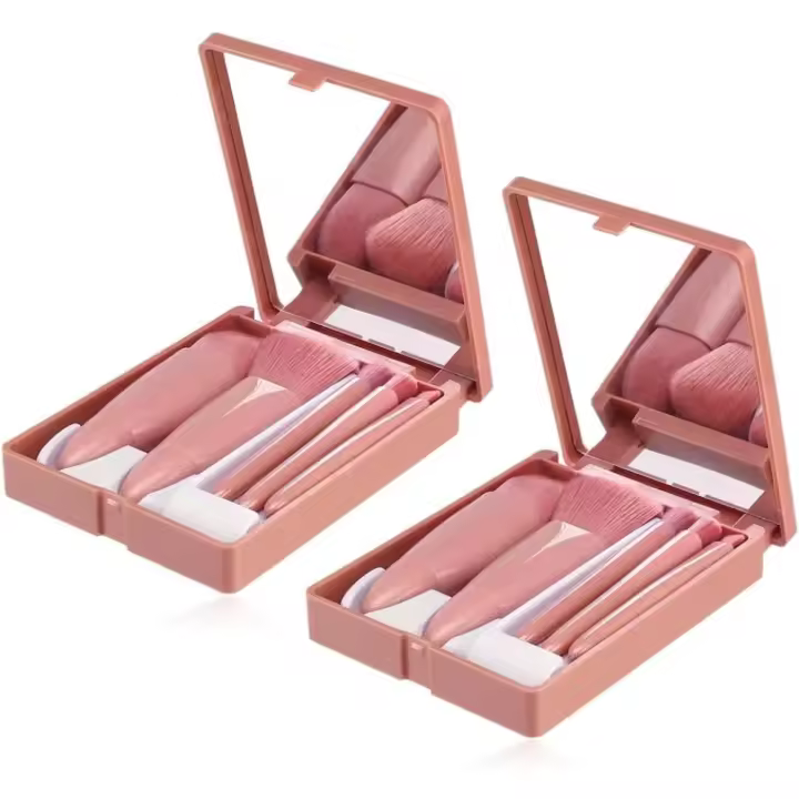Set Profesional de Brochas de Maquillaje Juego de Mini Pinceles Sintéticos con Espejo - 1