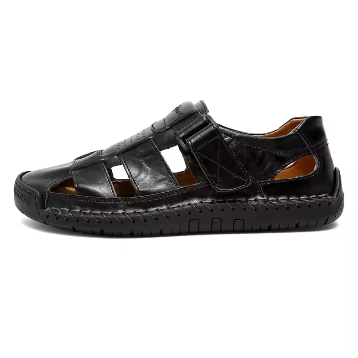 Sandalias de cuero informales con punta cerrada para hombre, zapatos de pescador de playa, sandalias deportivas de verano para exteriores - 1