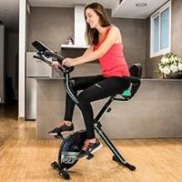 Bicicleta de Ejercicio Plegable Estática con Volante de Inercia Sistema Silence Fit, Sin y Con Respaldo, Manillar y Sillín Regulable, Pulsómetro, Pantalla LCD, Soporte para Dispositivos, Ruedas - details 12
