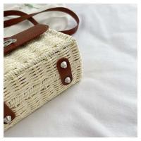 Venta al por mayor INS Leisure monederos de bambú moda de verano nuevo estilo para mujer bolsos de hombro cuadrados de paja bolso de playa cruzado para mujer - details 9