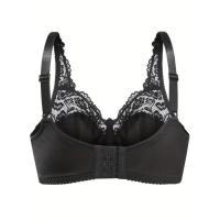 Tallas grandes sexy para mujer, ropa interior de encaje en contraste, cobertura total, mini sujetador ligero con lazo - details 5