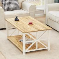 Mesa de Café con Redonda de 100cm, Tablero de Estilo Moderno en Macro de para la Salón, Beige - details 3