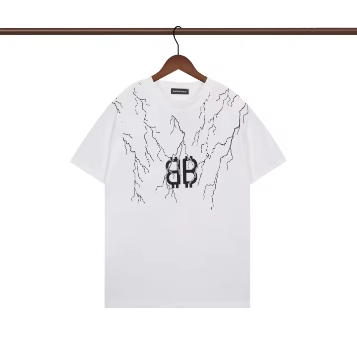 2025 Camisas casuales básicas de moda de verano, camisetas holgadas de algodón puro para hombres y nuevas camisas de manga corta para parejas con estampados de logotipos en la parte delantera - 1