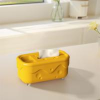 Caja de pañuelos de queso Kawaii creativa, soporte de plástico elegante para pañuelos, caja de almacenamiento de papel con acabado brillante para oficina - details 4