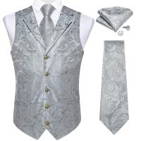Conjunto de chaleco y corbata para hombre, traje de esmoquin de cachemir de seda, chaleco y corbata, gemelos de pañuelo para fiesta de boda, ropa de novio - details 4