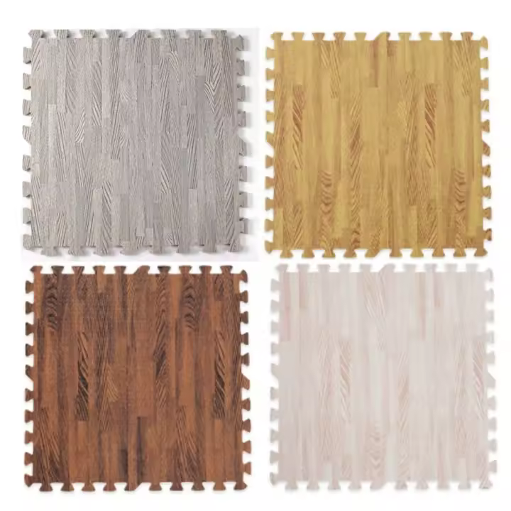 Alfombra de espuma EVA de grano de madera, estera de rompecabezas de espuma suave gruesa, almohadilla de suelo impermeable respetuosa con el medio ambiente, Reduce el ruido, 4 Uds. - 1