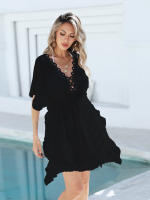 Vestido de Cubierta de Encaje de Látex DESIRECAT Traje de Baño de Verano con Cuello en V - details 11