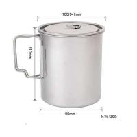 Olla al aire libre, 450 ml, 550 ml, 650 ml, 750 ml, picnic, utensilios de cocina de titanio para acampar, taza de agua - details 9