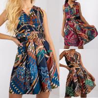 Vestido sin mangas estampado con cuello en V, novedad de verano para mujer, falda corta tipo chaleco para mujer - details 0