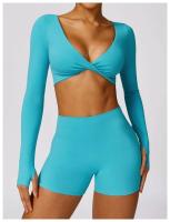 Conjunto de Yoga de 2 Piezas Traje Deportivo para Mujer Pantalones de Yoga con Manga Larga - details 2