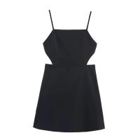 PB&ZA 2025 temperamento Simple diseño abierto Color sólido vestido con tirantes novedad de verano Falda corta de mujer - details 1