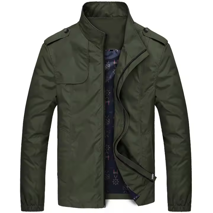 Primavera hombres ts Casual hombre Slim Fit Stand Collar hombres de negocios impermeable rompevientos chaquetas de Camping ropa - 1