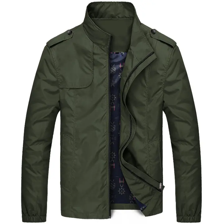 Primavera hombres ts Casual hombre Slim Fit Stand Collar hombres de negocios impermeable rompevientos chaquetas de Camping ropa - 1