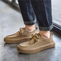 Nuevos zapatos de conductor de gamuza de diseñador de moda para hombre con cordones, zapatos deportivos planos de cuero de vaca, informales y a la moda, - details 6
