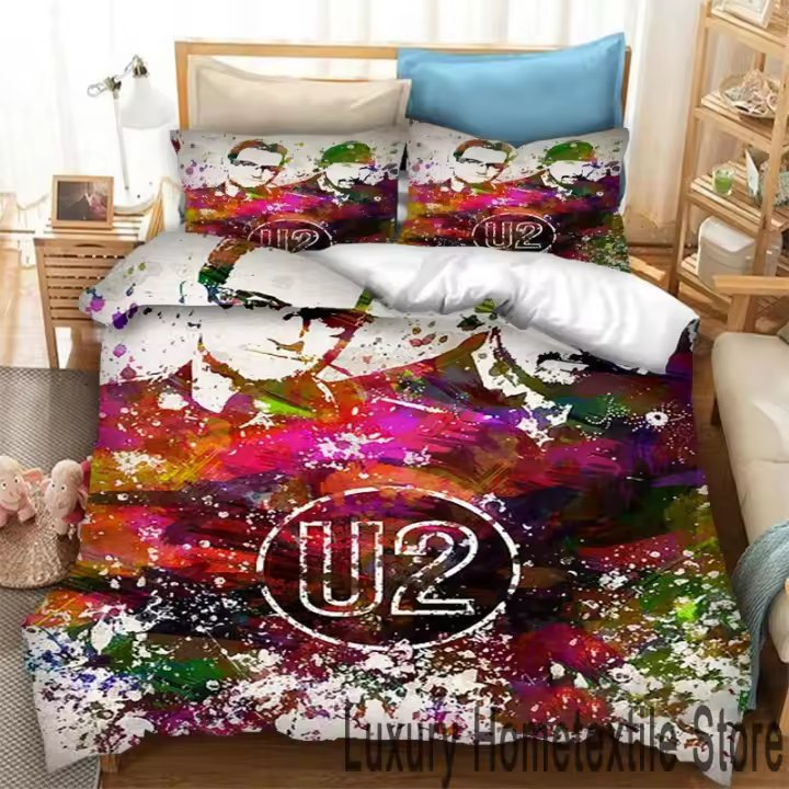 Juego de Ropa de Cama de Banda Rock U2 en 3D Funda de Edredón Cubierta de Almohada para Hombres, Mujeres, Niños Tamaño Rey, Colchón, Trapez, Almohada - 1