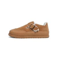 Zuecos de felpa cálidos para la nieve para mujer, zapatillas antideslizantes para exteriores, zapatos informales de ante y piel para mujer, mulas blancas - details 5