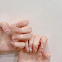 Uñas postizas reutilizables de pétalo dulce, Kit de resina desnuda con pegamento para decoración de uñas, 24 piezas - details 6