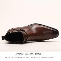 2025 botines con hebilla, zapatos de vestir de cuero para hombre, formales, de negocios, de diseñador, hechos a mano - details 9
