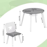 Redonda y 2 Sillas en Edad Preescolar Muebles para Niños 59,5 cm x 46 cm Blanco+Gris - details 6