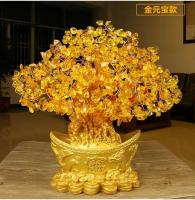 Lingote de oro chino de la suerte, árbol de la fortuna de cristal, adorno de riqueza, decoración de mesa para el hogar y la Oficina, artesanías de mesa - details 0