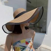 Sombrero de playa con ondas para mujer, viseras grandes para el sol, cubo con corte UV, gorra panamá, protector solar de paja Vintage - details 1