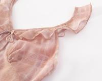 Vestido de Gasa de Verano Retro Francés Cuello en V, Manga Volante, Borde de Falda Larga y Versátil - details 5