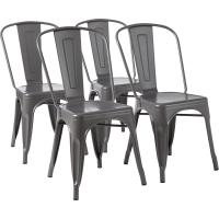comedor de metal apilables con respaldo para bistró, cocina, interior y exterior, Negro, 51 x 43 x 85 cm - details 8