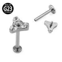 1Pc G23 titanium de la Piedra del zircon de triángulo labret stud helix cartílago de la oreja pendientes labio anillo bar joyería piercing del cuerpo - details 3