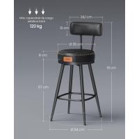 Juego de 2 Taburetes de Bar, Sillas Giratorias de Barra con Respaldo, Cuero Sintético con Costuras, - details 7